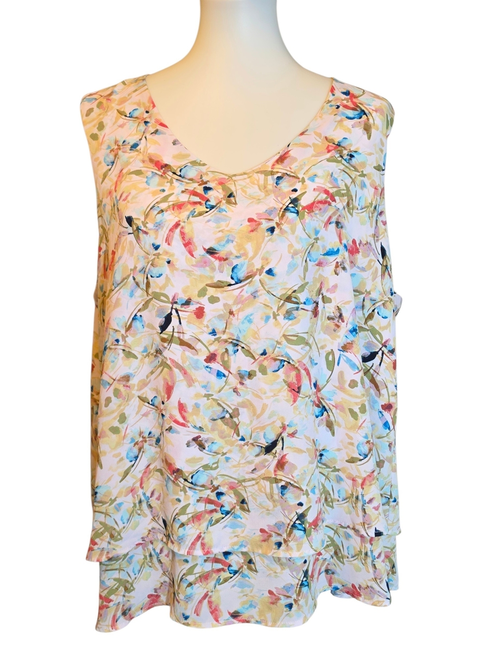 Zac & Rachel Multi-Color Watercolor Floral Sleeveless Camisole